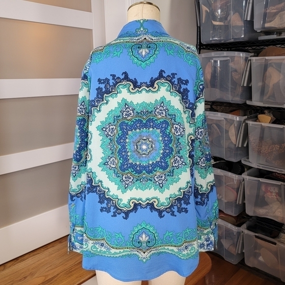 Apt. 9 Bold Retro style Printed Colorful Button front Top Size Large - Picture 5 of 16